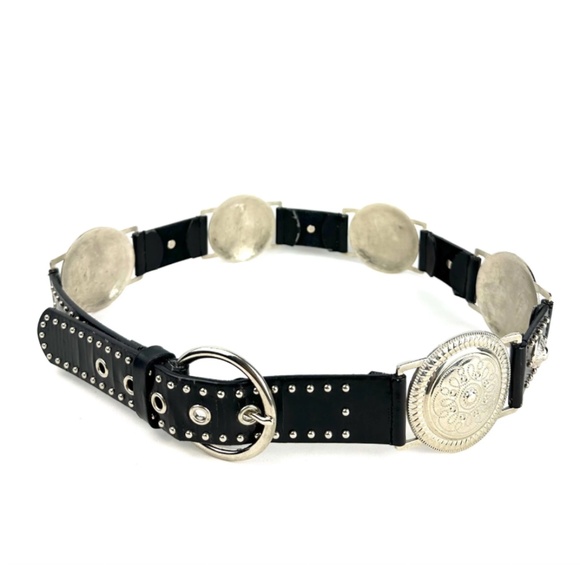 Vintage ‘Mudd’ Y2K Leather and Metal Silver Medallions Belt - Western - M/L - Picture 5 of 10